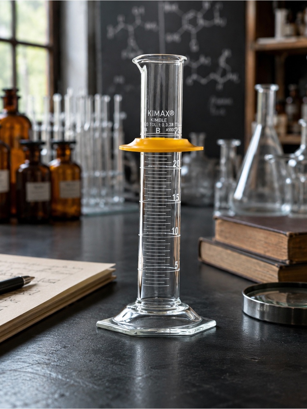 KIMAX Kimble 25mL Graduated Cylinder Laboratory Glassware with Bumper